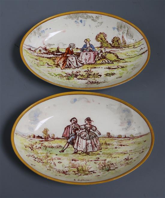 Emile Lessore for Wedgwood - a pair of small oval earthenware dishes, ex Geoffrey Godden collection width 13cm